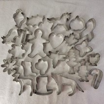 Lot of 20+ Vintage Mini Metal Assorted Cookie Cutters Christmas Animals - £7.95 GBP