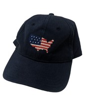 Harding Lane American Flag Country Blue Baseball Cap Hat Needlepoint Str... - $29.69