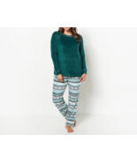 Cuddl Duds Fleecewear Stretch Pajama Set- PINE GREEN/ FAIR ISLE, LARGE - £27.76 GBP