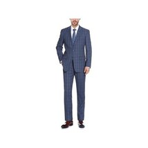 Mens Suit by RENOIR English Plaid Window Pane European Business 291-19 Blue Rust image 7