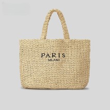 Casual Straw Tote Bag Designer Letters Woven Women Big  Bags 2023 Handmade Summe - £84.16 GBP