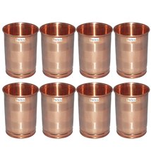 Set of 8 - Prisha India Craft ® Drinking Copper Glass Tumbler Handmade Water Gla - £65.44 GBP