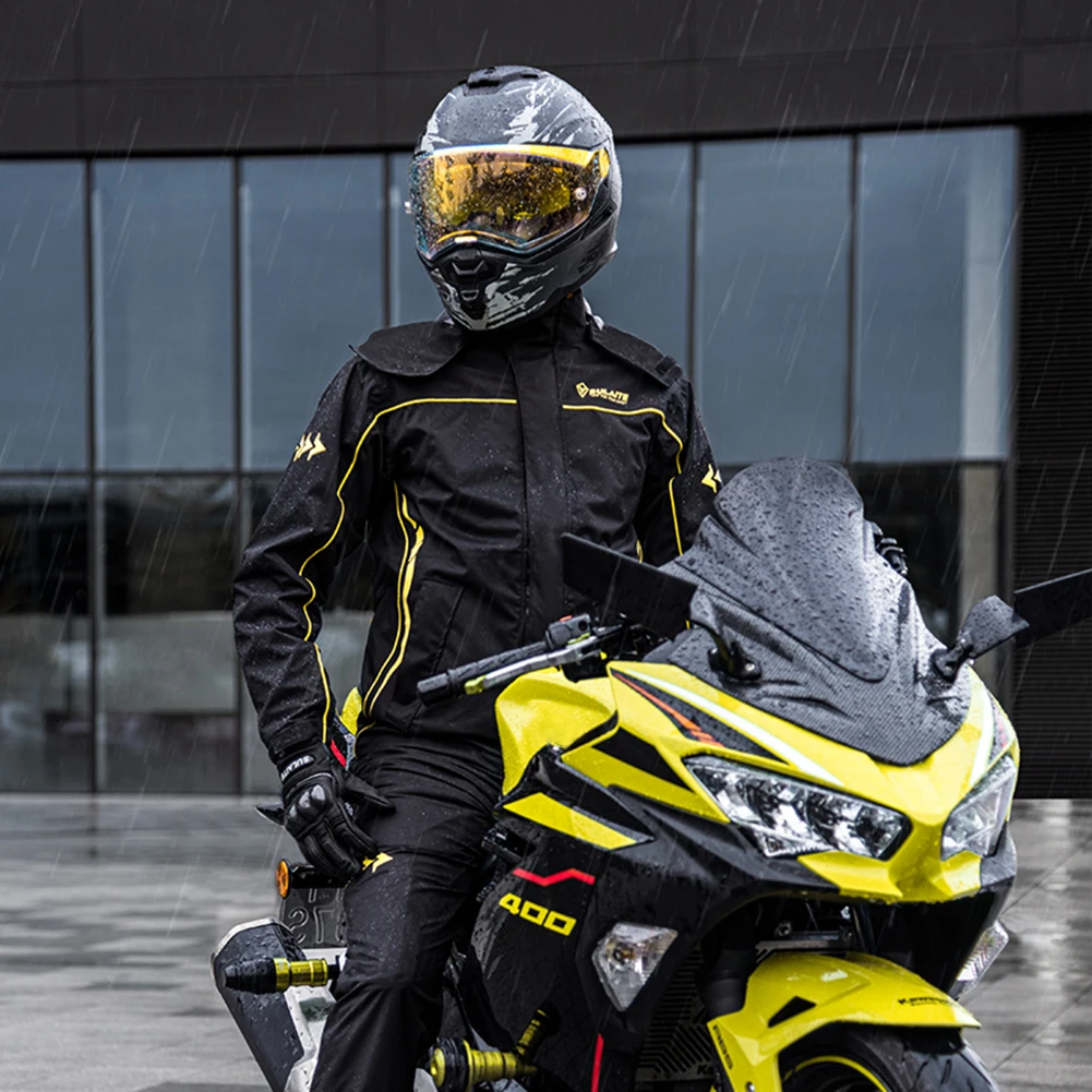 SULAITE Motorcycle Raincoat Suit Waterproof Raincoat+Rain Pants Reflective Strip - £22.26 GBP+