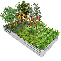 Metal Galvanized Raised Garden Bed with Open-Ended Base-8 x 4 ft - Color: Silve - £116.68 GBP