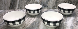 ROYAL NORFOLK-Black/White CEREAL/SOUP/SERVING BOWL SET Of 4-Micro Safe-S... - $50.39