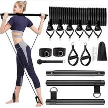 Pilates Bar Kit with Resistance s 3-Section Pilates Bar with Stackable s Workout - £305.84 GBP