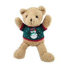 Vintage Chrisha Playful Plush Teddy Bear Snowman Sweater 18 in Christmas... - $17.82