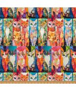 Cotton Crafty Cats Kittens Pets Colorful Artistic Fabric Print by Yard D386.50 - $16.95