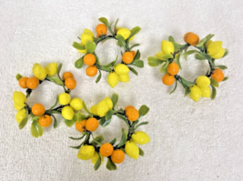 4 Vintage Glass Lemons &amp; Oranges Napkin Ring Holder Wine Country Party D... - $19.80