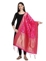 Women&#39;s Floral Silk Blend Dupatta Ethnic And Western Outfits Color-Rani Pink - $14.77