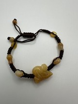 9&quot; Max Length Yellow Chinese Zodiac Jade Monkey Bracelet - £15.64 GBP