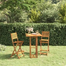 Outdoor Garden Yard Patio Wooden Acacia Wood 3 Piece Bar Dining Set Chai... - £288.17 GBP