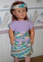 American Girl 3 Piece Crocheted Purple Outfit, Skirt, Top, Headband, Han... - £17.32 GBP