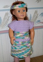 American Girl 3 Piece Crocheted Purple Outfit, Skirt, Top, Headband, Handmade  - £17.38 GBP