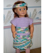 American Girl 3 Piece Crocheted Purple Outfit, Skirt, Top, Headband, Han... - $22.00