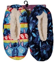 Size 7-9.5 Disney Stitch 2-Pair Fuzzy Babba Slipper Socks Slippers Soft &amp; Cozy - £10.50 GBP
