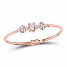 14kt Rose Gold Womens Round Diamond Triple Cluster Bangle Bracelet 7/8 Cttw - £1,428.31 GBP