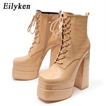 Autumn Winter Women Motorcycle Ankle Boots Fashion Platform Wedges Satin High He - £74.32 GBP