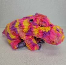 Rare Wild Republic Neon Rainbow Sparkle Hippo Plush Purple Pink Yellow Tie Dye - £14.93 GBP