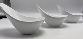 Pier One Serving Dip Bowl Set 3 White Ceramic Asymmetric Tall Contemporary - £27.40 GBP