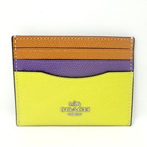 Coach Slim Id Card Case In Colorblock, Bright Yellow Multi, CM529, New W... - $77.22