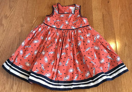 Janie and Jack Crab and Seahorse Dress 12 - 18 months nautical lined gol... - $29.67