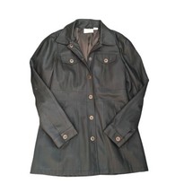 Maeve by Anthropologie Faux Leather Jacket Size 2 Dark Olive Green - $45.05