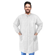 10 Small White Disposable Lab Coats for Adults, Splash-Proof SMS 40 GSM - £22.57 GBP