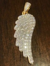 Angel Wing Pendant 14k Yellow Gold Plated Silver 1 Ct Lab-Created Moissanite - £104.78 GBP