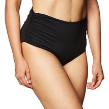 Anne Cole Black High-Waist Shirred Bikini Swim Bottom Size L 3-way New - £22.11 GBP