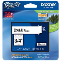Genuine Brother 3/4&quot; (18Mm) Black On White Tze P-Touch Tape For Brother ... - £31.44 GBP
