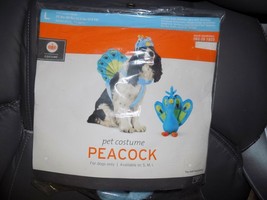 PEACOCK Dog Halloween Costume Size LARGE 25-50 lbs 18-22 &quot; Neck -Tail 2 PC NEW - £17.45 GBP