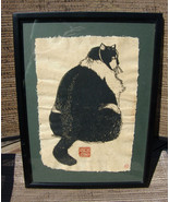 Madame the Cat Drawn Ink on Handmade Polypore Paper Picture Einbourgh Sc... - £85.13 GBP