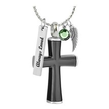 Black Onyx Cross Necklace Urn - Love Charms™ Option - £23.55 GBP