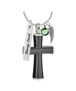 Black Onyx Cross Necklace Urn - Love Charms™ Option - $29.95