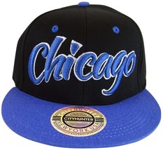 City Hunter Chicago Men's Adjustable Snapback Baseball Cap Black/Royal Blue - $14.95