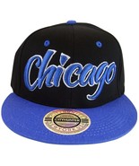City Hunter Chicago Men&#39;s Adjustable Snapback Baseball Cap Black/Royal Blue - £11.95 GBP