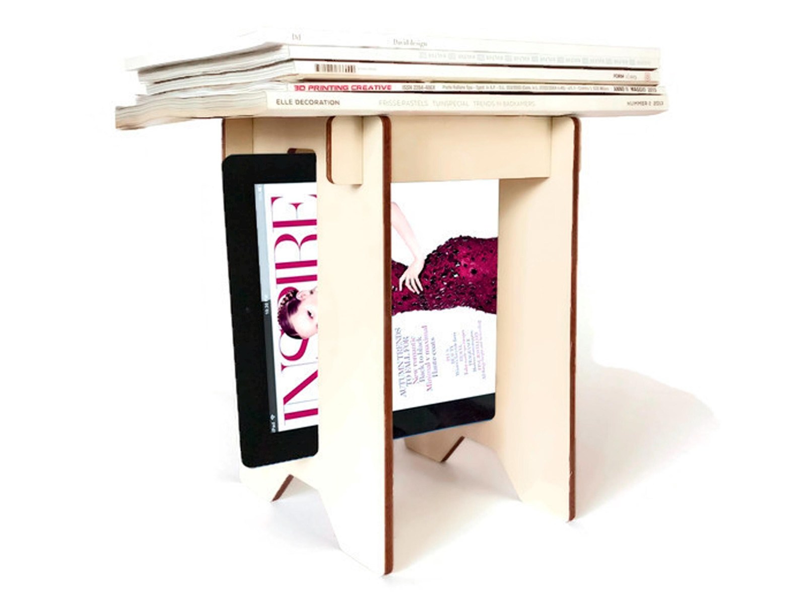 Wooden Magazine Stand, Tablet and Ebook Holder, Modern Recipe Organizer,... - $41.00