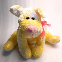 NEW Walmart yellow puppy dog plush Valentine&#39;s Day pink heart bow stuffed animal - £16.49 GBP