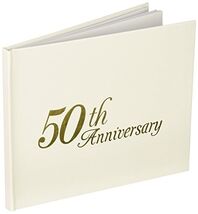 Guest Book - 50th Anniversary - White with Gold - $19.78