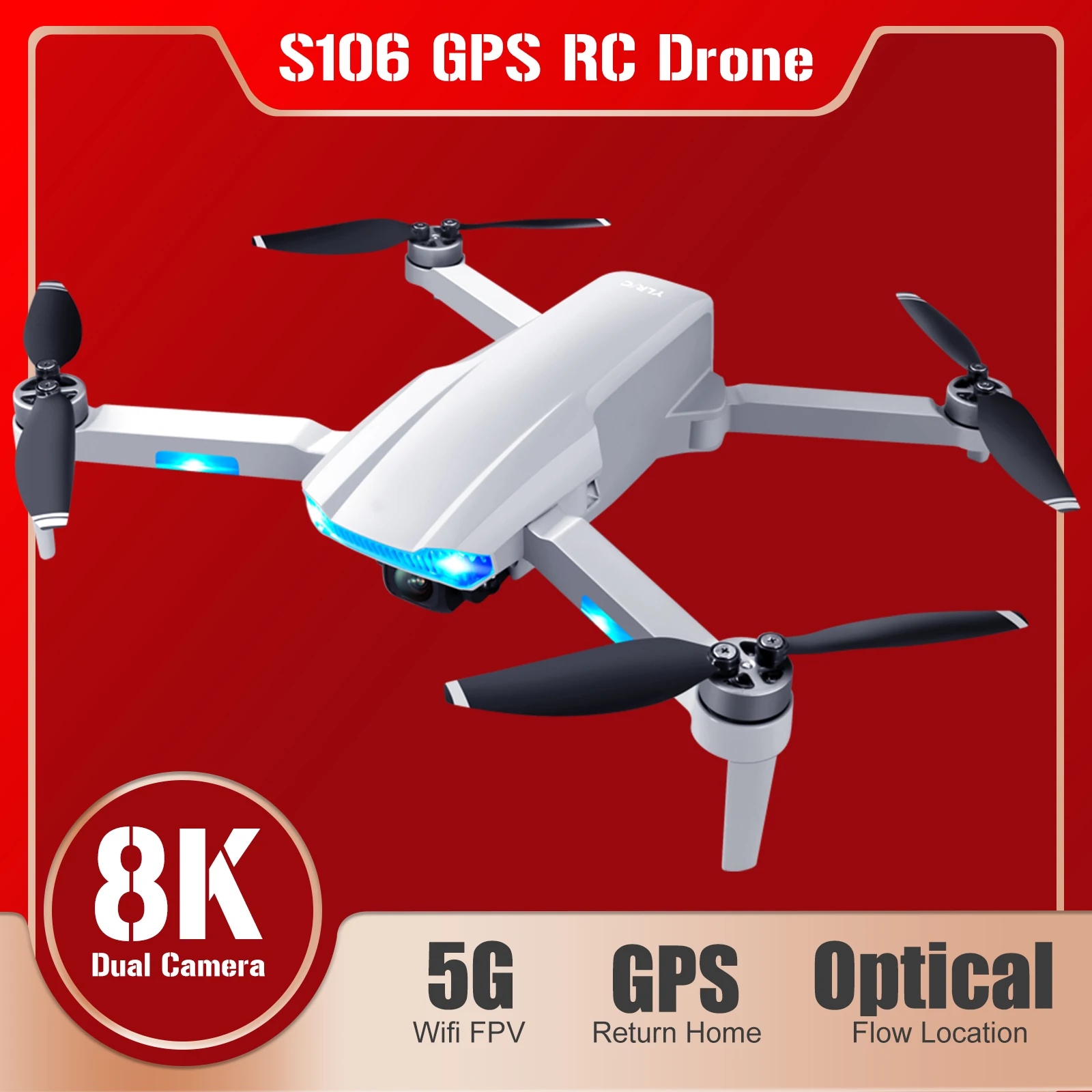 YLRC S106 RC Drone with Camera 8K GPS 5GWifi Optical Flow Positioning - $164.88+