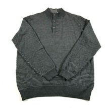 New Joseph Abboud Sweater Extra Large Gray Waves Henley Button Neck Mock... - $35.52