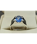Natural 5ct Ct Blue Sapphire 925 Sterling Silver Handmade Signature Men&#39;... - £158.18 GBP