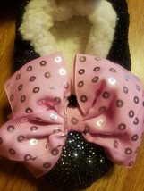 JoJo Siwa Black Pink Bow  Soft Girls Slippers Socks Size 8-13 S M NEW FREE Ship - £9.49 GBP