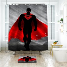 Superman Shower Curtain Bath Mat Bathroom Waterproof Decorative - £18.32 GBP+