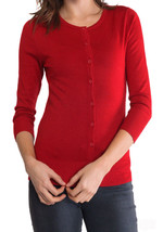 Classic Red Button Up Cardigan Sweater 3/4 Length Sleeve Plus Size 2X - ... - £19.01 GBP