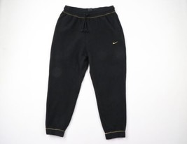 Nike Womens Large Mini Swoosh Icon Clash Cuffed Fleece Joggers Sweatpants Black - £37.95 GBP