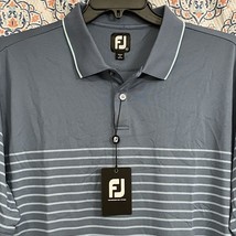 Footjoy Polo Shirt Mens XL Golf Blue Striped Short Sleeve Stretch Perfor... - £36.61 GBP