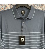 Footjoy Polo Shirt Mens XL Golf Blue Striped Short Sleeve Stretch Perfor... - £36.58 GBP