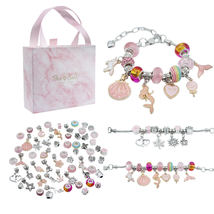 Jewelry making kit, Charm bracelet kit, Bead set, Craft bead making set, Pink co - £16.08 GBP